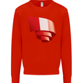 Curled Peru Flag Peruvian Day Football Kids Sweatshirt Jumper Bright Red