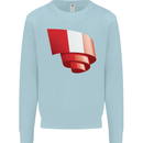 Curled Peru Flag Peruvian Day Football Kids Sweatshirt Jumper Light Blue