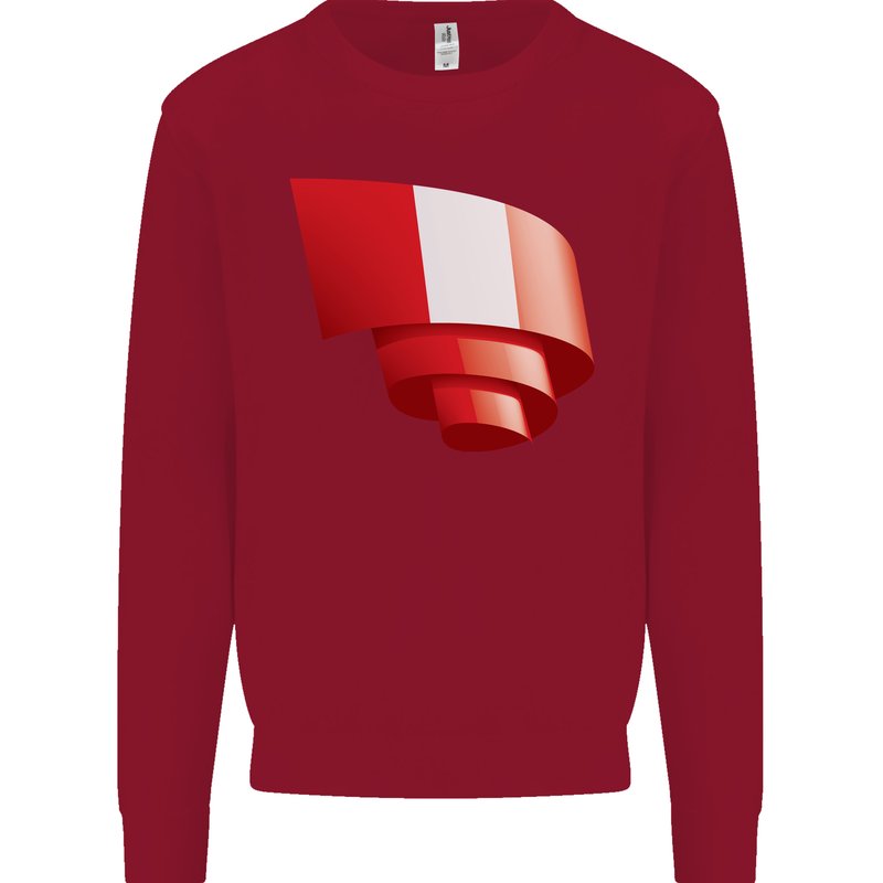 Curled Peru Flag Peruvian Day Football Kids Sweatshirt Jumper Red