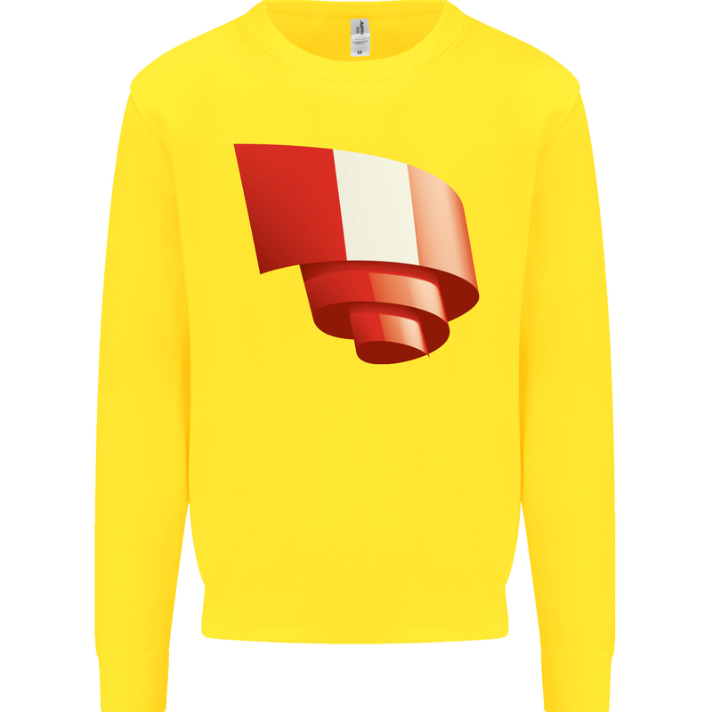 Curled Peru Flag Peruvian Day Football Kids Sweatshirt Jumper Yellow