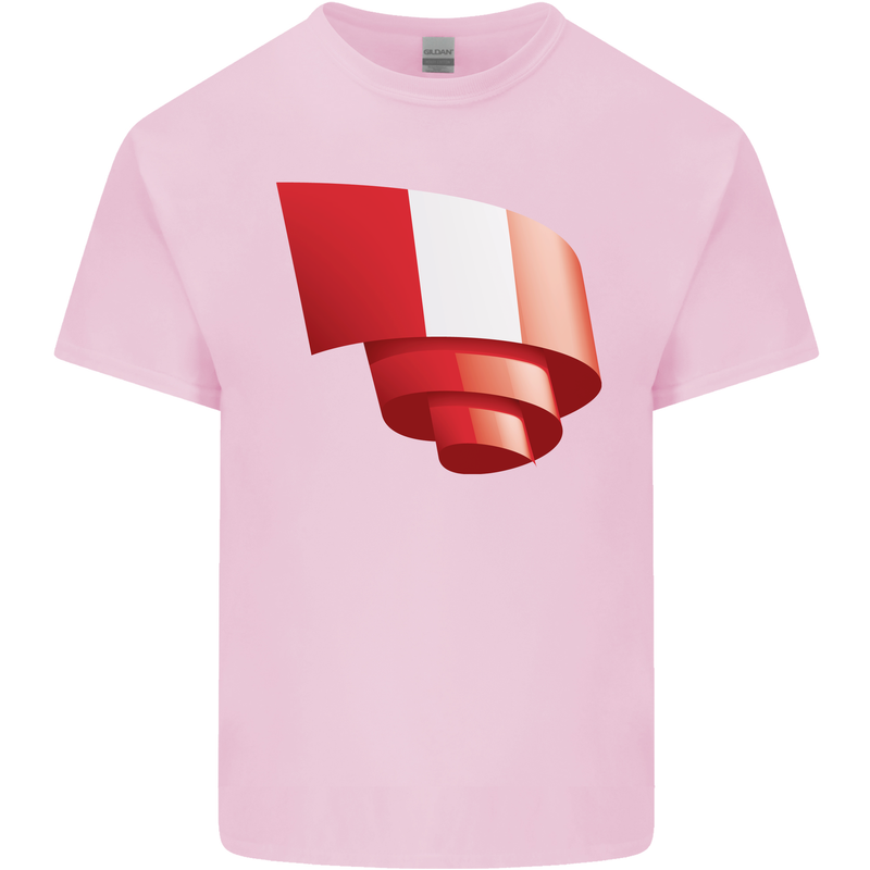 Curled Peru Flag Peruvian Day Football Kids T-Shirt Childrens Light Pink
