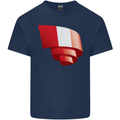 Curled Peru Flag Peruvian Day Football Kids T-Shirt Childrens Navy Blue