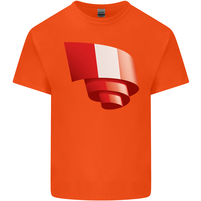 Curled Peru Flag Peruvian Day Football Kids T-Shirt Childrens Orange
