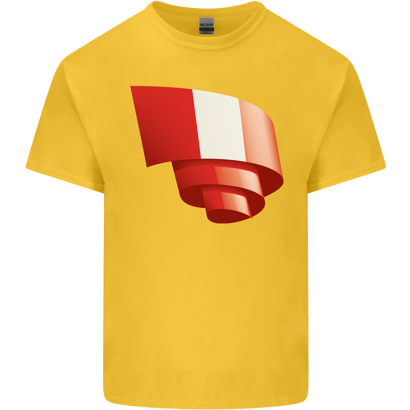 Curled Peru Flag Peruvian Day Football Kids T-Shirt Childrens Yellow