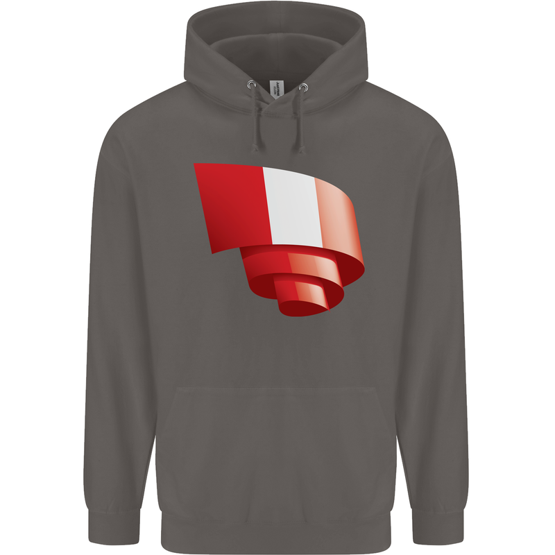 Curled Peru Flag Peruvian Day Football Mens 80% Cotton Hoodie Charcoal
