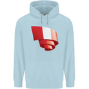Curled Peru Flag Peruvian Day Football Mens 80% Cotton Hoodie Light Blue