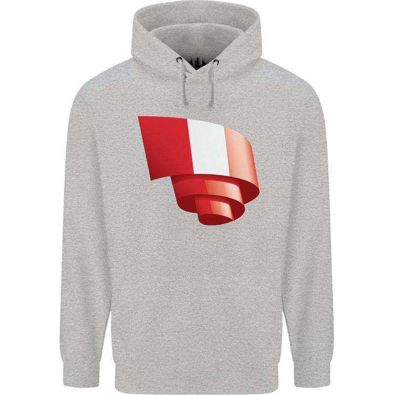 Curled Peru Flag Peruvian Day Football Mens 80% Cotton Hoodie Sports Grey