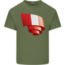 Curled Peru Flag Peruvian Day Football Mens Cotton T-Shirt Tee Top Military Green
