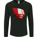 Curled Peru Flag Peruvian Day Football Mens Long Sleeve T-Shirt Black