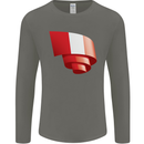 Curled Peru Flag Peruvian Day Football Mens Long Sleeve T-Shirt Charcoal