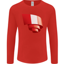 Curled Peru Flag Peruvian Day Football Mens Long Sleeve T-Shirt Red
