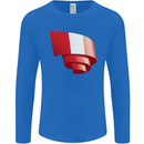 Curled Peru Flag Peruvian Day Football Mens Long Sleeve T-Shirt Royal Blue