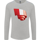 Curled Peru Flag Peruvian Day Football Mens Long Sleeve T-Shirt Sports Grey