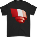 Curled Peru Flag Peruvian Day Football Mens T-Shirt 100% Cotton Black