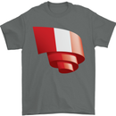 Curled Peru Flag Peruvian Day Football Mens T-Shirt 100% Cotton Charcoal