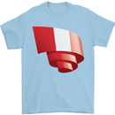 Curled Peru Flag Peruvian Day Football Mens T-Shirt 100% Cotton Light Blue