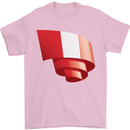 Curled Peru Flag Peruvian Day Football Mens T-Shirt 100% Cotton Light Pink