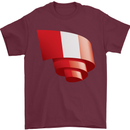 Curled Peru Flag Peruvian Day Football Mens T-Shirt 100% Cotton Maroon