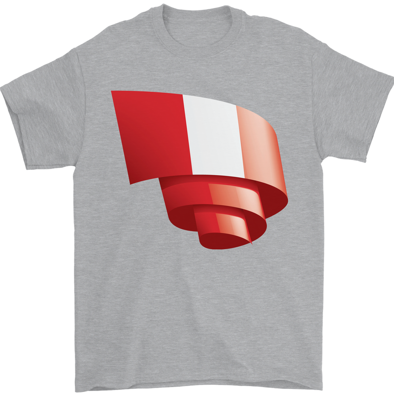 Curled Peru Flag Peruvian Day Football Mens T-Shirt 100% Cotton Sports Grey