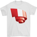 Curled Peru Flag Peruvian Day Football Mens T-Shirt 100% Cotton White