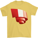 Curled Peru Flag Peruvian Day Football Mens T-Shirt 100% Cotton Yellow