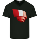 Curled Peru Flag Peruvian Day Football Mens V-Neck Cotton T-Shirt Black