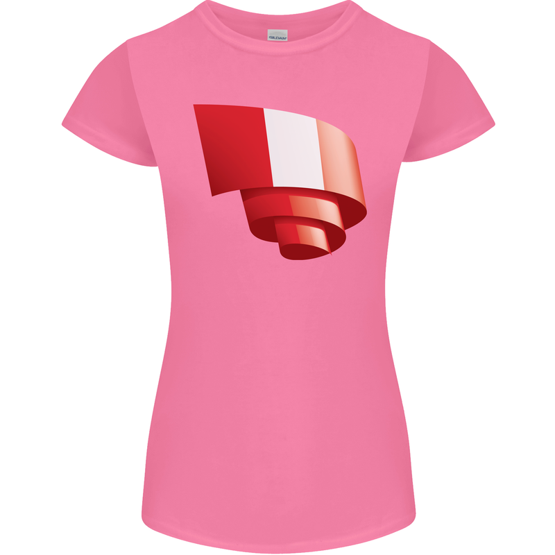 Curled Peru Flag Peruvian Day Football Womens Petite Cut T-Shirt Azalea
