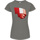 Curled Peru Flag Peruvian Day Football Womens Petite Cut T-Shirt Charcoal