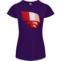 Curled Peru Flag Peruvian Day Football Womens Petite Cut T-Shirt Purple