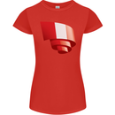 Curled Peru Flag Peruvian Day Football Womens Petite Cut T-Shirt Red