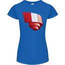 Curled Peru Flag Peruvian Day Football Womens Petite Cut T-Shirt Royal Blue