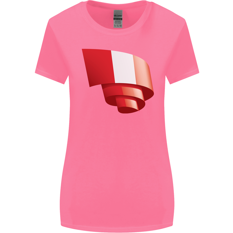 Curled Peru Flag Peruvian Day Football Womens Wider Cut T-Shirt Azalea