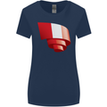 Curled Peru Flag Peruvian Day Football Womens Wider Cut T-Shirt Navy Blue