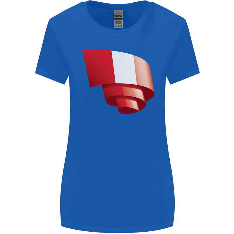 Curled Peru Flag Peruvian Day Football Womens Wider Cut T-Shirt Royal Blue