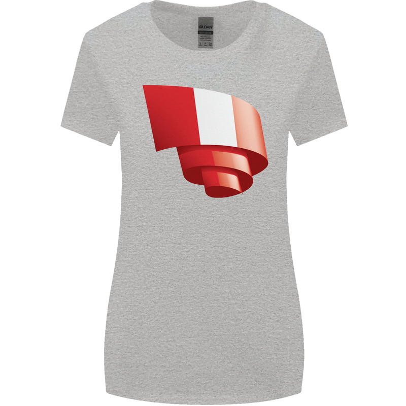 Curled Peru Flag Peruvian Day Football Womens Wider Cut T-Shirt Sports Grey