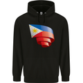 Curled Philippines Flag Philipino Day Football Childrens Kids Hoodie Black