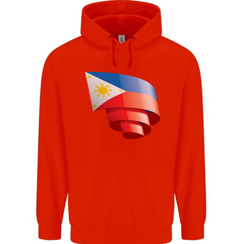 Curled Philippines Flag Philipino Day Football Childrens Kids Hoodie Bright Red
