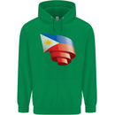 Curled Philippines Flag Philipino Day Football Childrens Kids Hoodie Irish Green