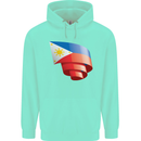 Curled Philippines Flag Philipino Day Football Childrens Kids Hoodie Peppermint