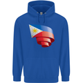 Curled Philippines Flag Philipino Day Football Childrens Kids Hoodie Royal Blue