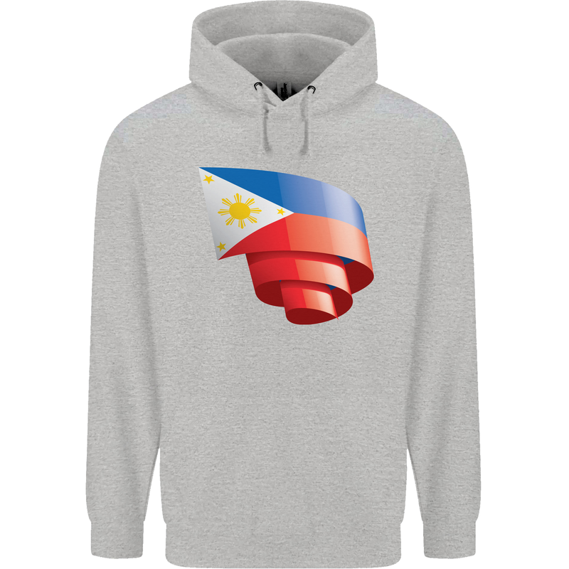 Curled Philippines Flag Philipino Day Football Childrens Kids Hoodie Sports Grey
