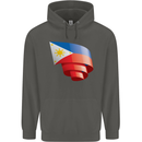 Curled Philippines Flag Philipino Day Football Childrens Kids Hoodie Storm Grey