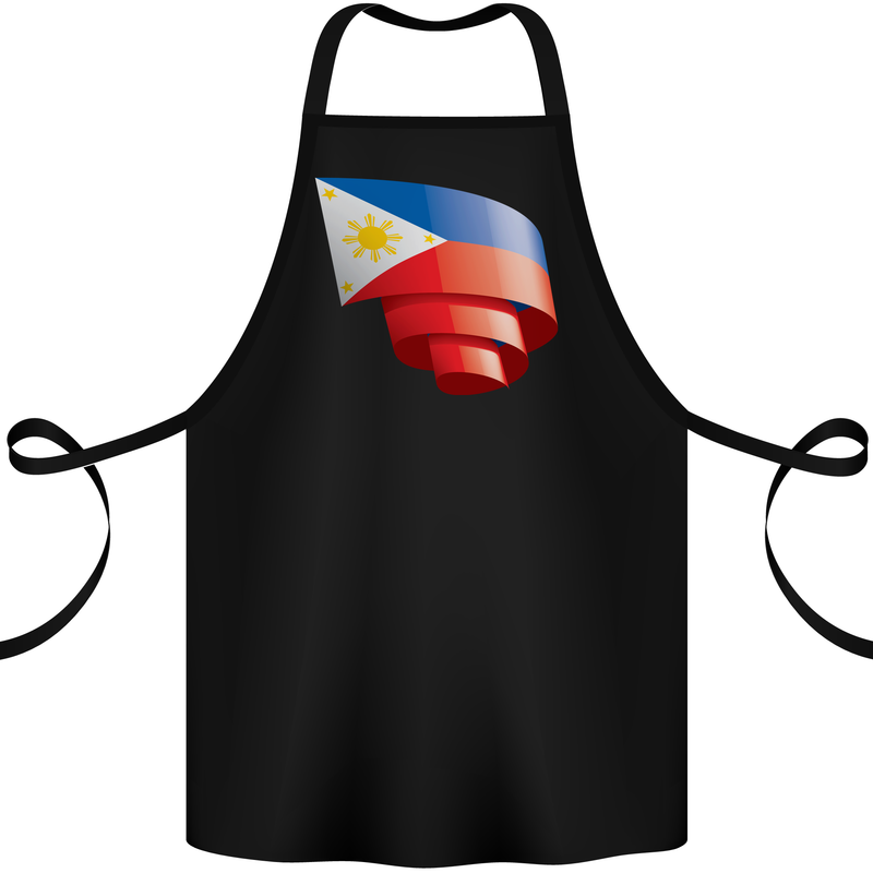 Curled Philippines Flag Philipino Day Football Cotton Apron 100% Organic Black