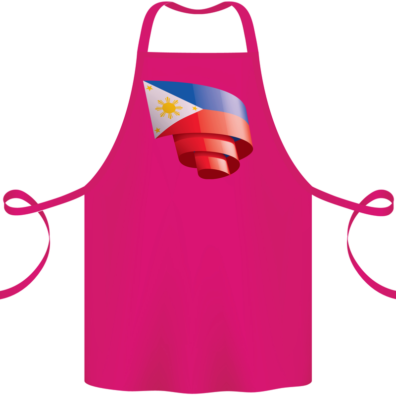 Curled Philippines Flag Philipino Day Football Cotton Apron 100% Organic Pink