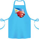 Curled Philippines Flag Philipino Day Football Cotton Apron 100% Organic Turquoise