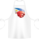Curled Philippines Flag Philipino Day Football Cotton Apron 100% Organic White