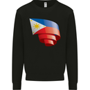 Curled Philippines Flag Philipino Day Football Kids Sweatshirt Jumper Black