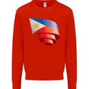Curled Philippines Flag Philipino Day Football Kids Sweatshirt Jumper Bright Red