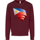 Curled Philippines Flag Philipino Day Football Kids Sweatshirt Jumper Maroon