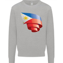 Curled Philippines Flag Philipino Day Football Kids Sweatshirt Jumper Sports Grey
